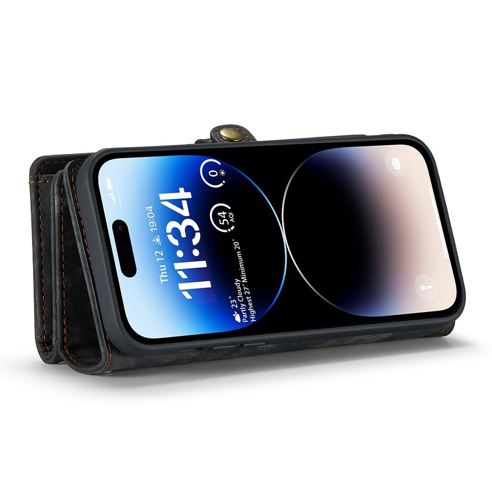 iPhone 13 Pro Max Rymligt plånboksfodral med många kortfack, Grå