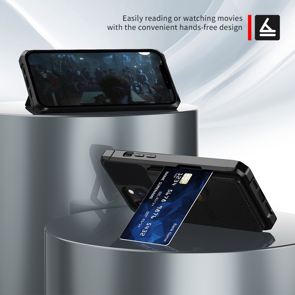 iPhone 13 Pro Stöttåligt Mobilskal med Plånbok, svart