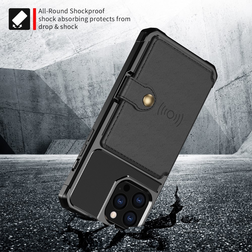 iPhone 13 Pro Max Stöttåligt Mobilskal med Plånbok, svart