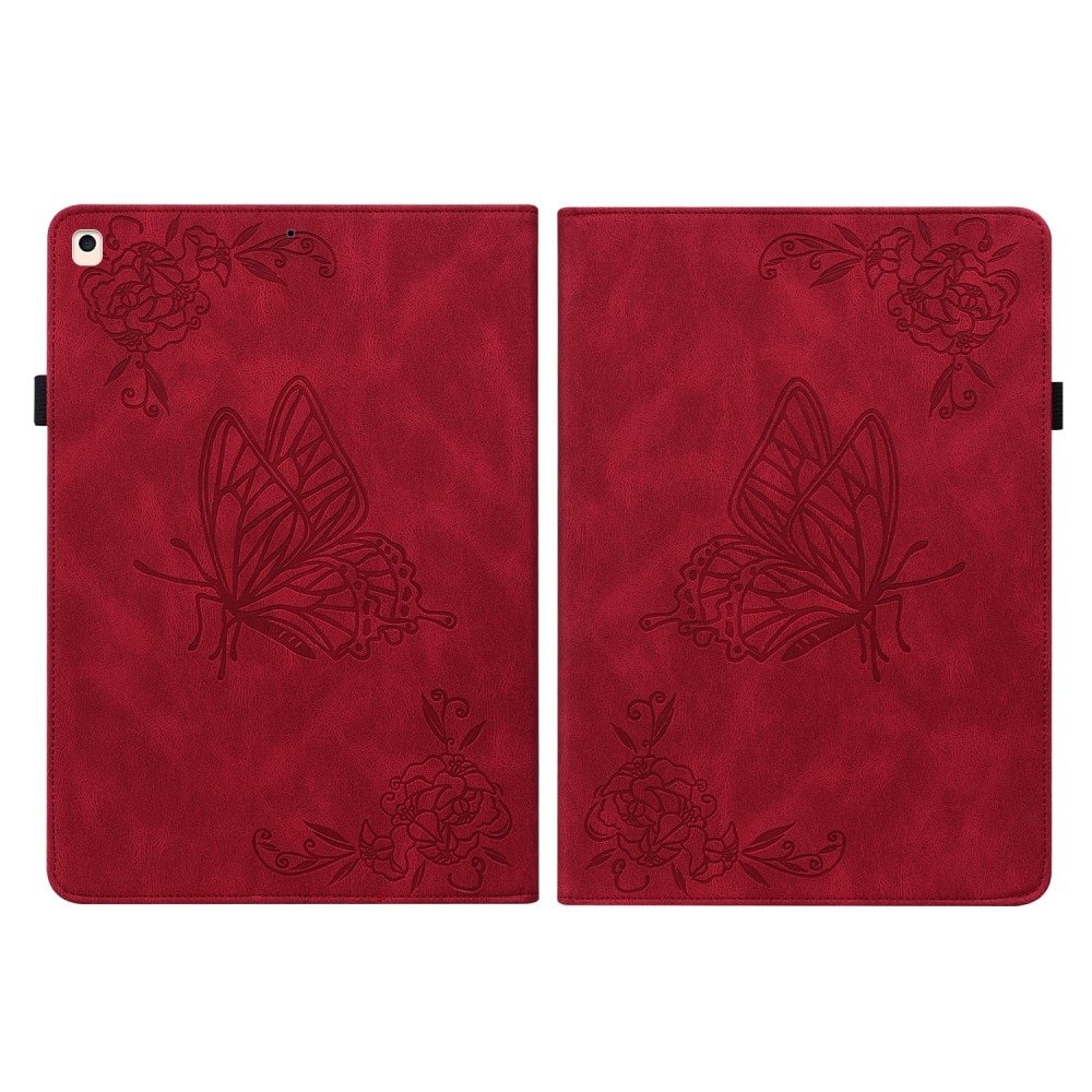 iPad 10.2 9th Gen (2021) röd Fodral med fjärilar, röd