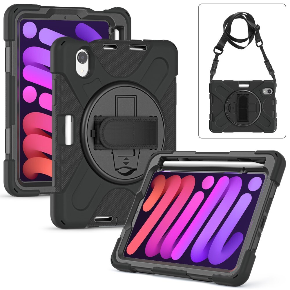 Apple iPad Mini 6th Gen (2021) Tufft hybridskal med axelrem Svart