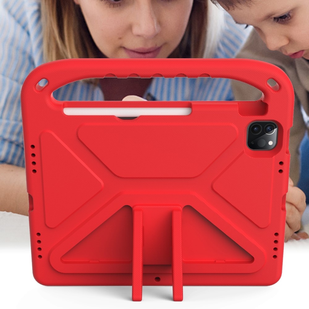 iPad Pro 11 3rd Gen (2021) Stöttåligt skal/fodral med handtag - Perfekt för barn, röd