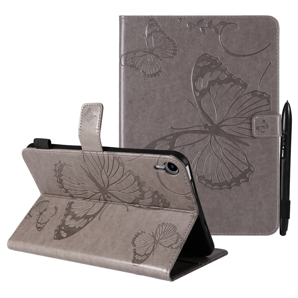 Apple iPad Mini 6th Gen (2021) Fodral med fjärilar, Grå