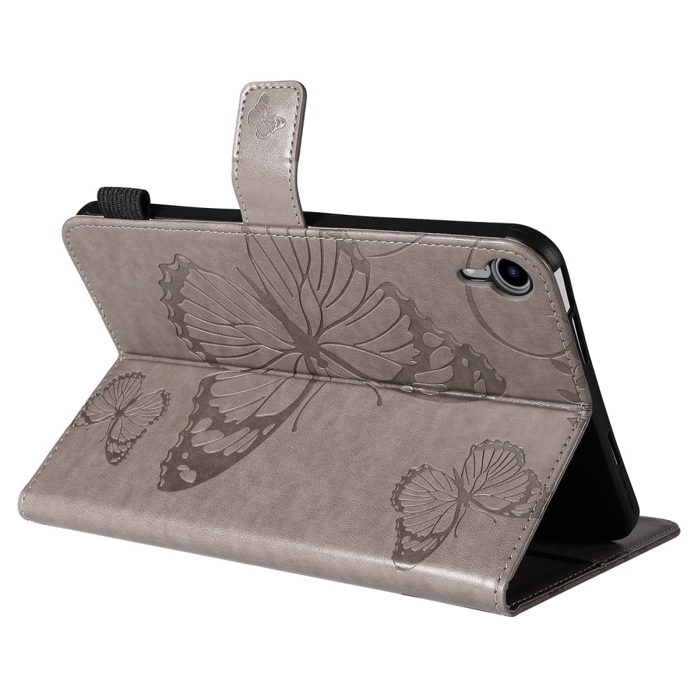 Apple iPad Mini 6th Gen (2021) Fodral med fjärilar, Grå