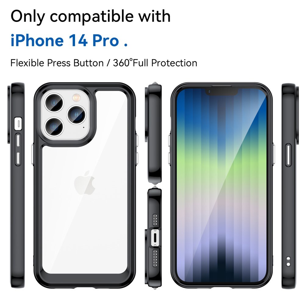 iPhone 14 Pro Crystal Hybrid-skal, Svart
