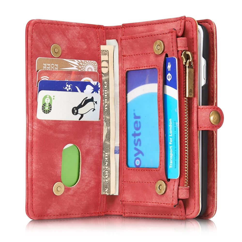 iPhone SE (2022) Rymligt plånboksfodral med många kortfack, röd