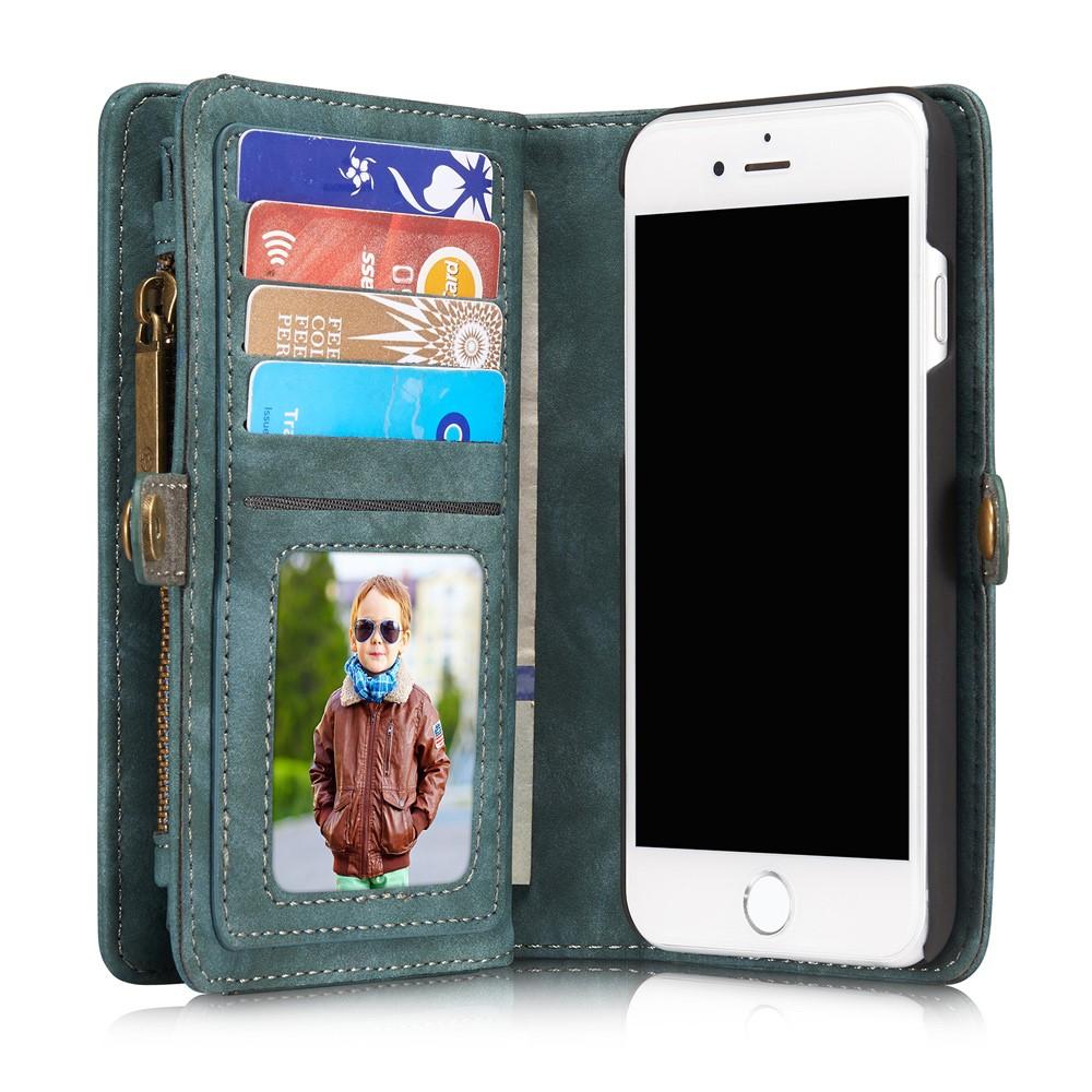 iPhone 8 Rymligt plånboksfodral med många kortfack, blå
