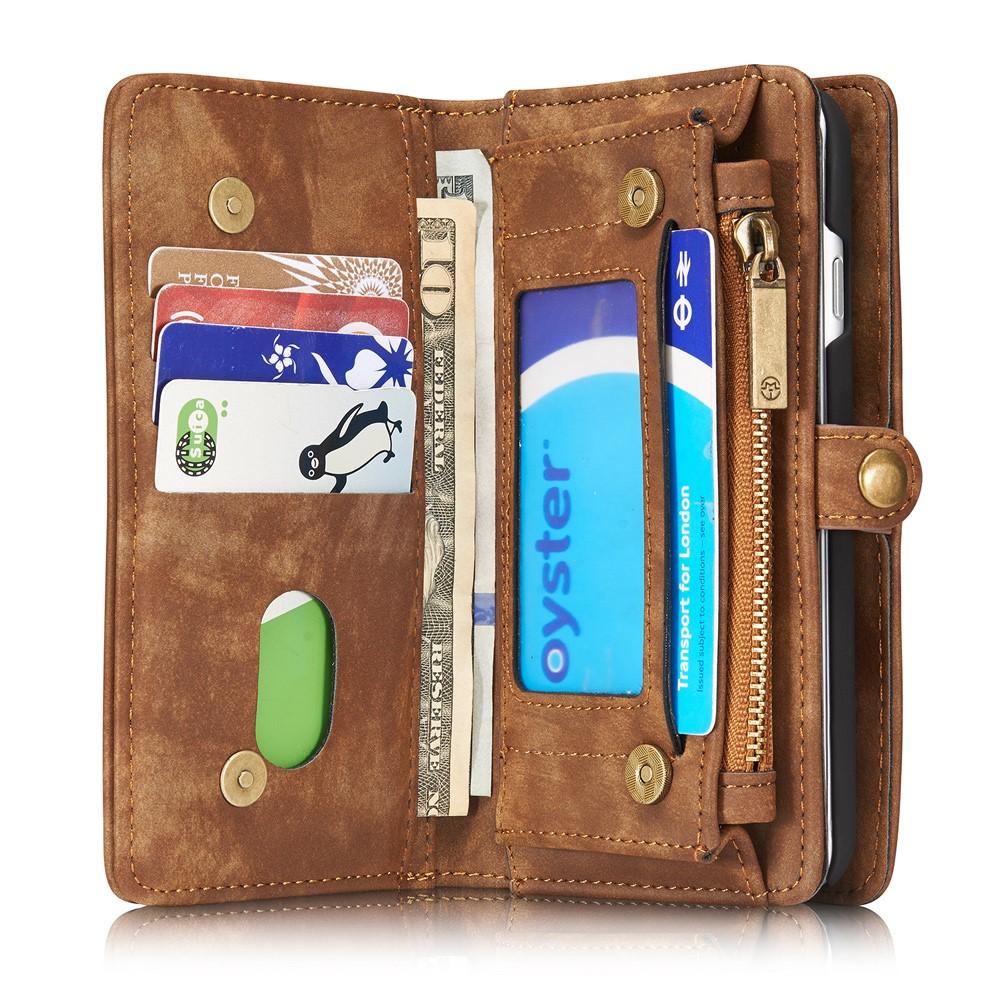 iPhone SE (2022) Rymligt plånboksfodral med många kortfack, brun