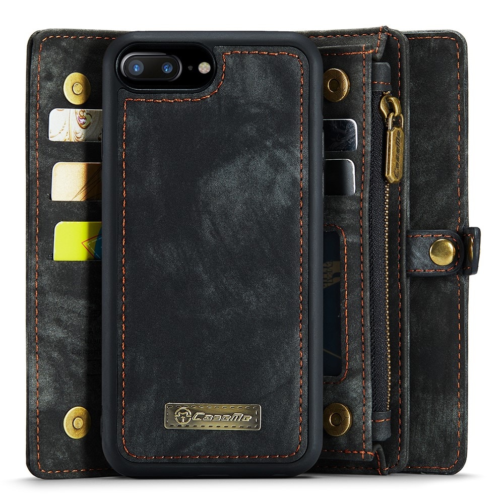 iPhone 7 Plus/iPhone 8 Plus Rymligt plånboksfodral med många kortfack, Grå