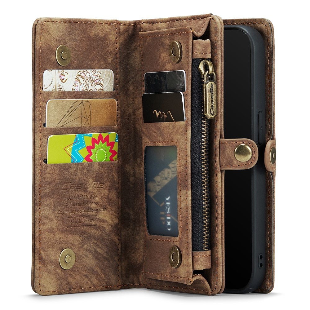 iPhone 7 Plus/8 Plus Rymligt plånboksfodral med många kortfack, brun