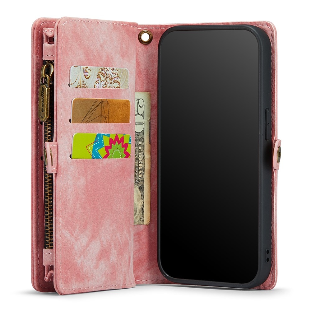 iPhone 7 Plus/8 Plus Rymligt plånboksfodral med många kortfack, rosa