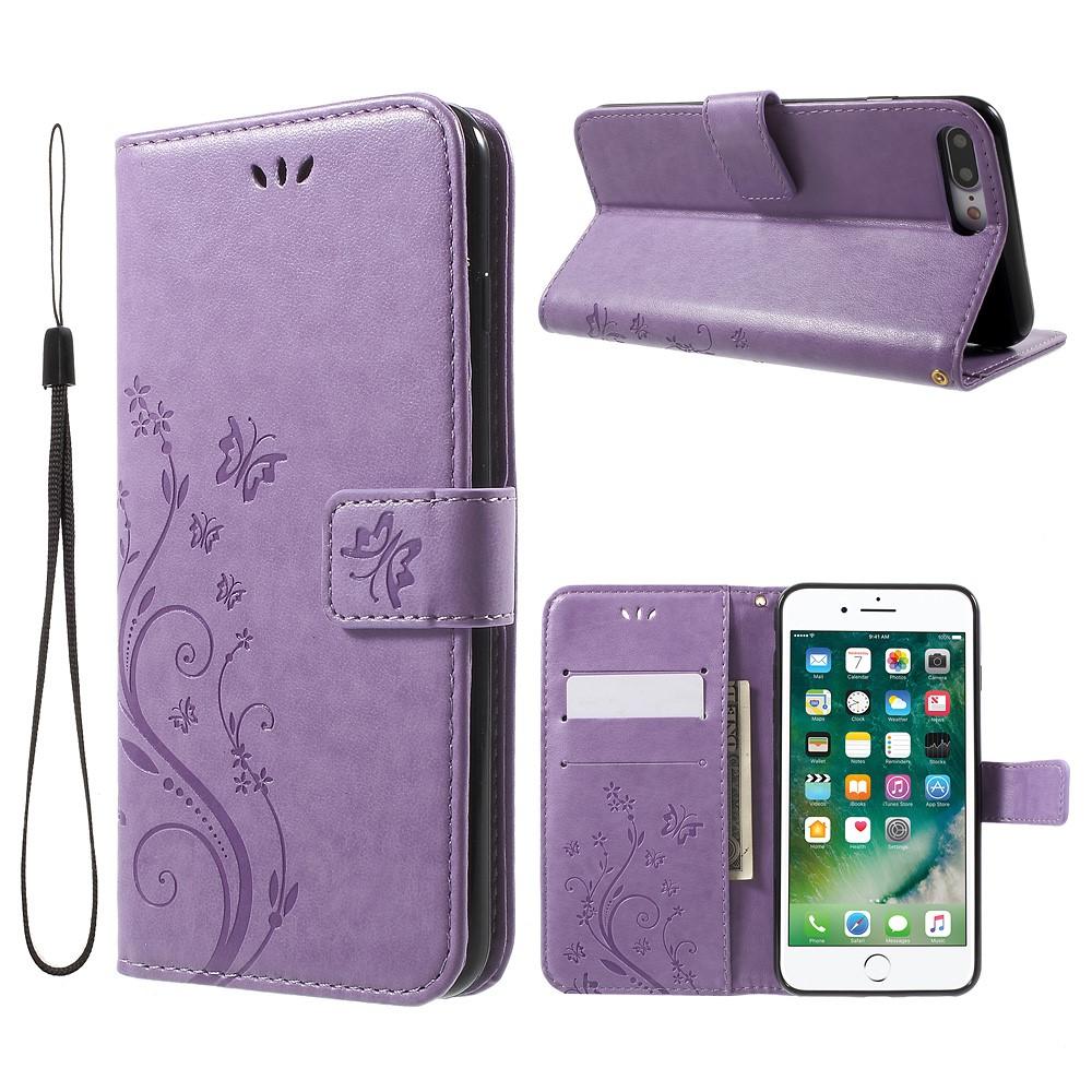 iPhone 7 Plus/8 Plus Mobilfodral med fjärilar, lila
