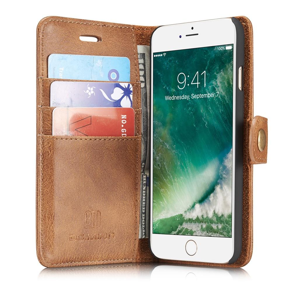 iPhone 8 Plånboksfodral med avtagbart skal, cognac