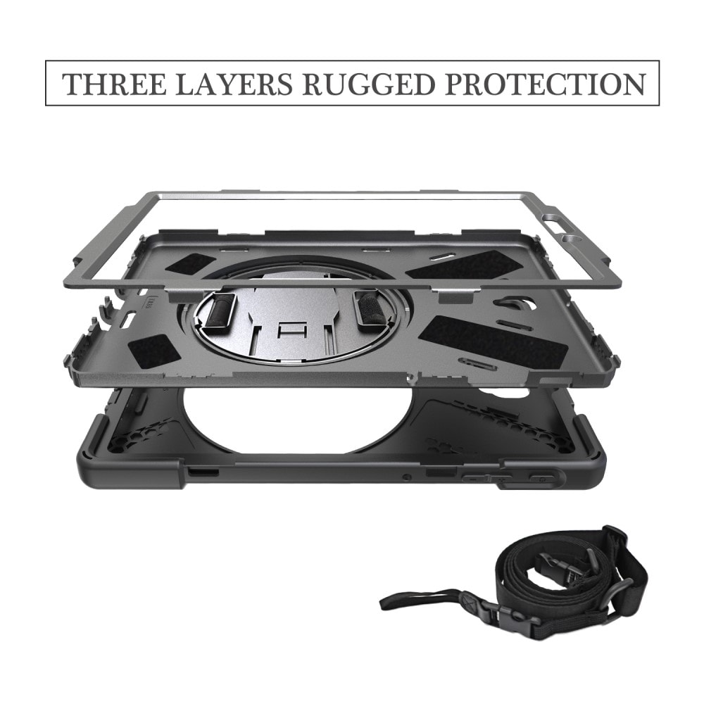 Samsung Galaxy Tab S4 Tufft hybridskal med axelrem Svart