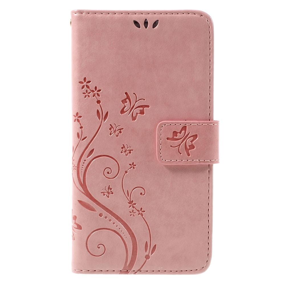 Samsung Galaxy J5 2016 Mobilfodral med fjärilar, rosa