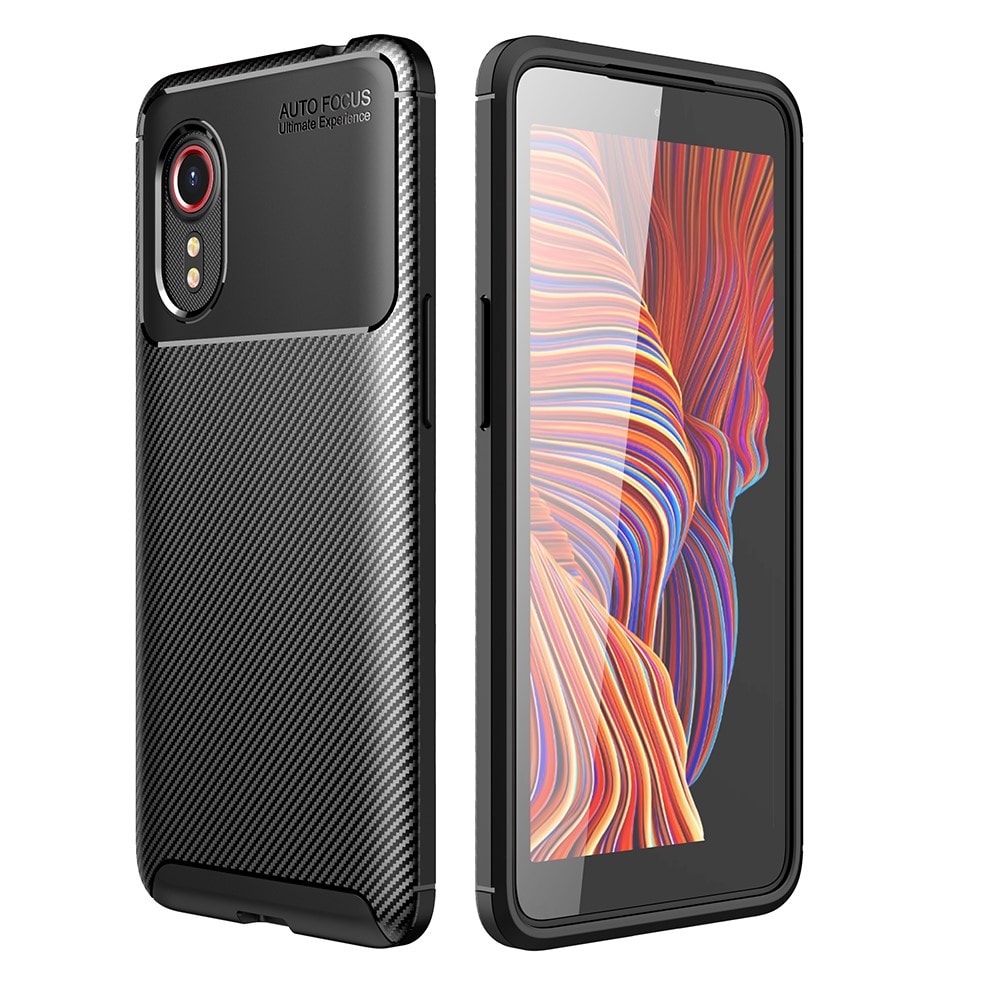 Samsung Galaxy Xcover 5 TPU-skal med kolfibermönster, svart