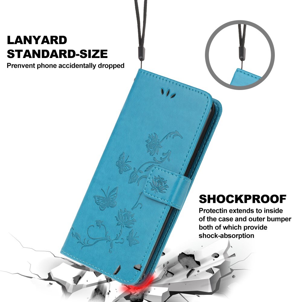 Samsung Galaxy A22 5G Mobilfodral med fjärilar, Blå