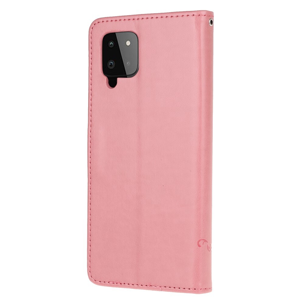 Samsung Galaxy A22 4G Mobilfodral med fjärilar, Rosa