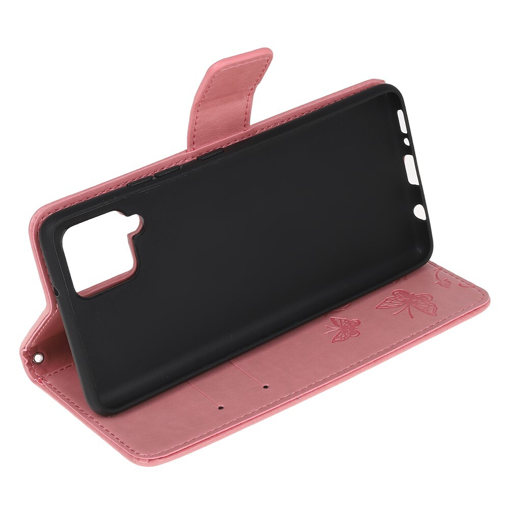 Samsung Galaxy A22 4G Mobilfodral med fjärilar, Rosa