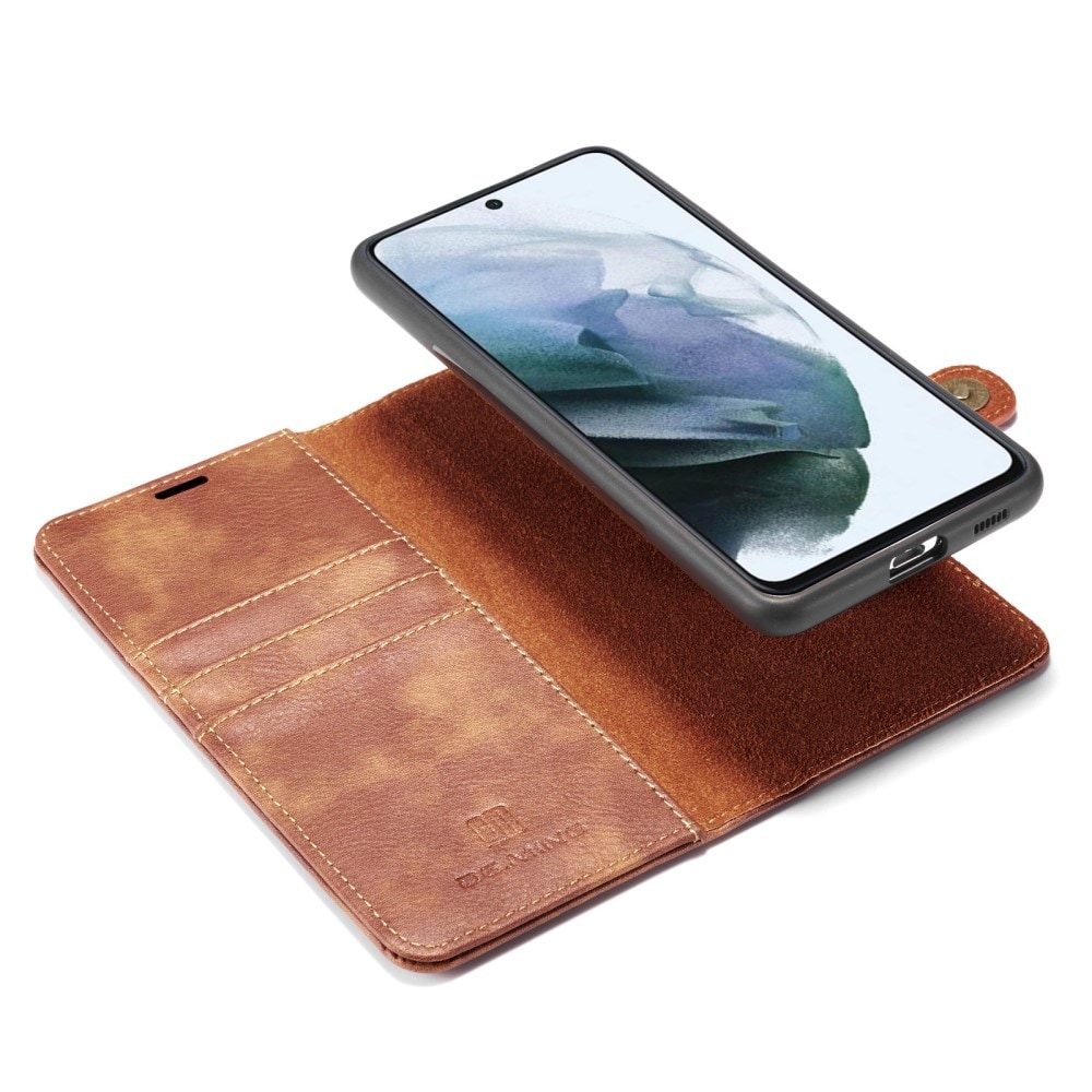 Samsung Galaxy S21 FE Plånboksfodral med avtagbart skal, Cognac
