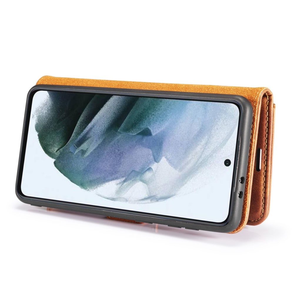 Samsung Galaxy S21 FE Plånboksfodral med avtagbart skal, Cognac