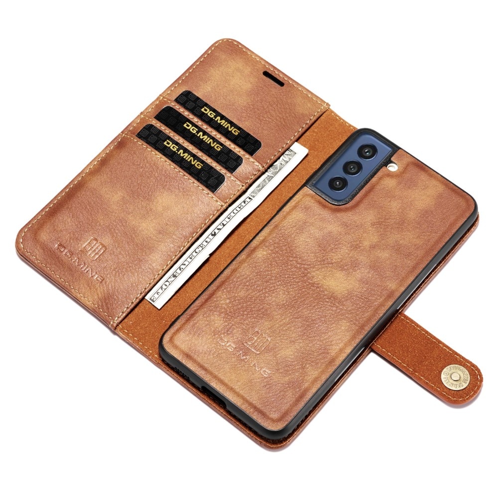 Samsung Galaxy S21 FE Plånboksfodral med avtagbart skal, Cognac