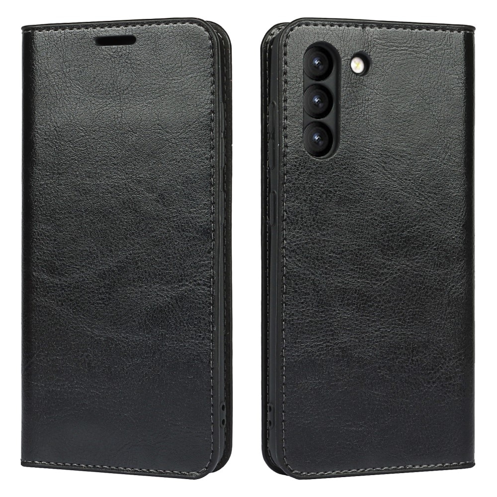 Samsung Galaxy S21 Smidigt mobilfodral i äkta läder, svart