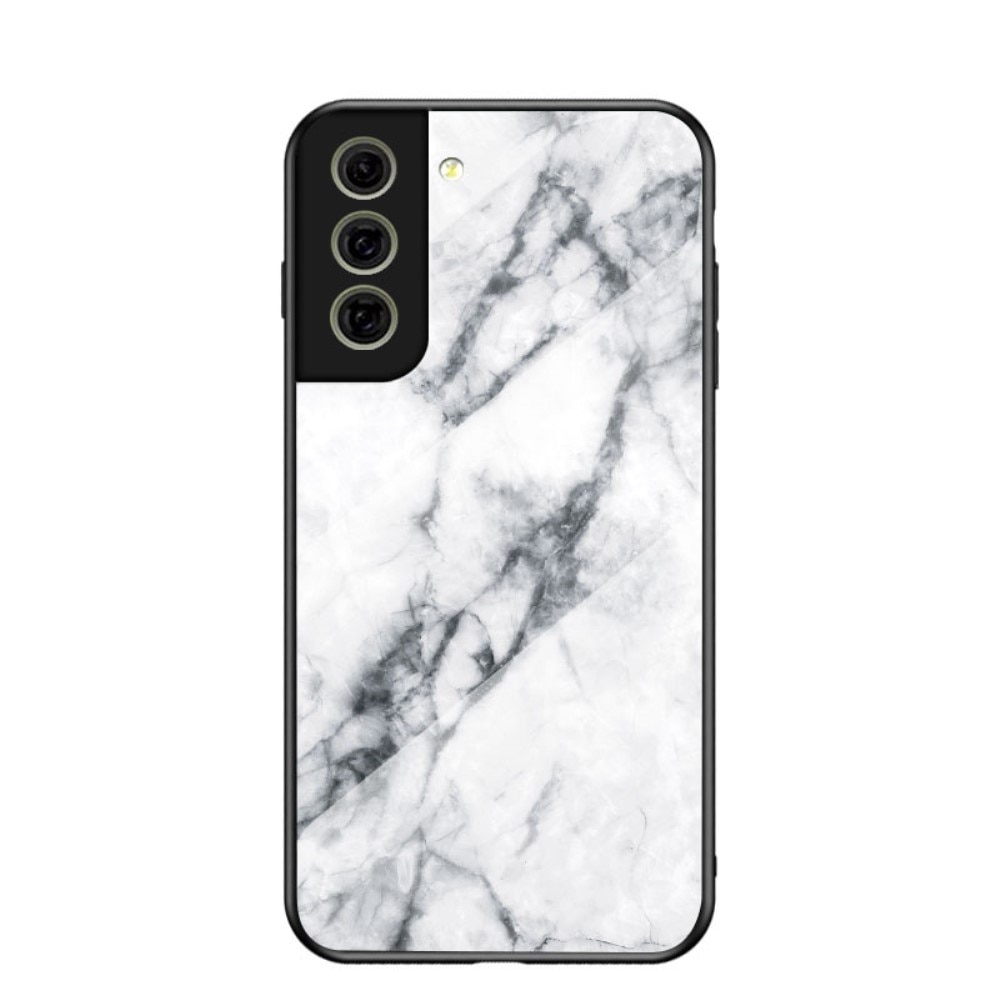Samsung Galaxy S21 FE Mobilskal med baksida av glas, vit marmor