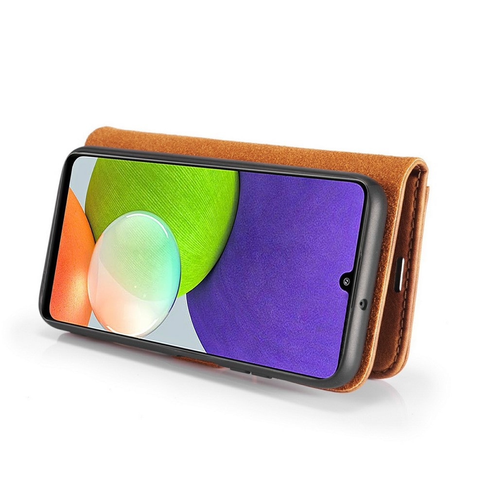 Samsung Galaxy A22 4G Plånboksfodral med avtagbart skal, Cognac