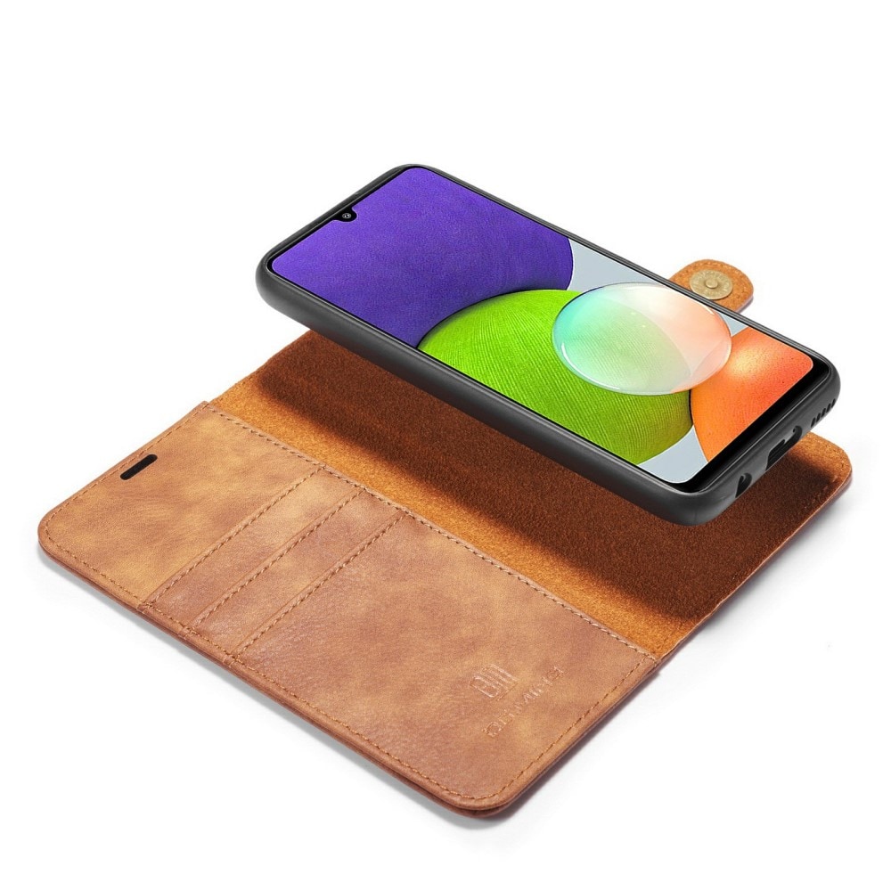 Samsung Galaxy A22 4G Plånboksfodral med avtagbart skal, Cognac