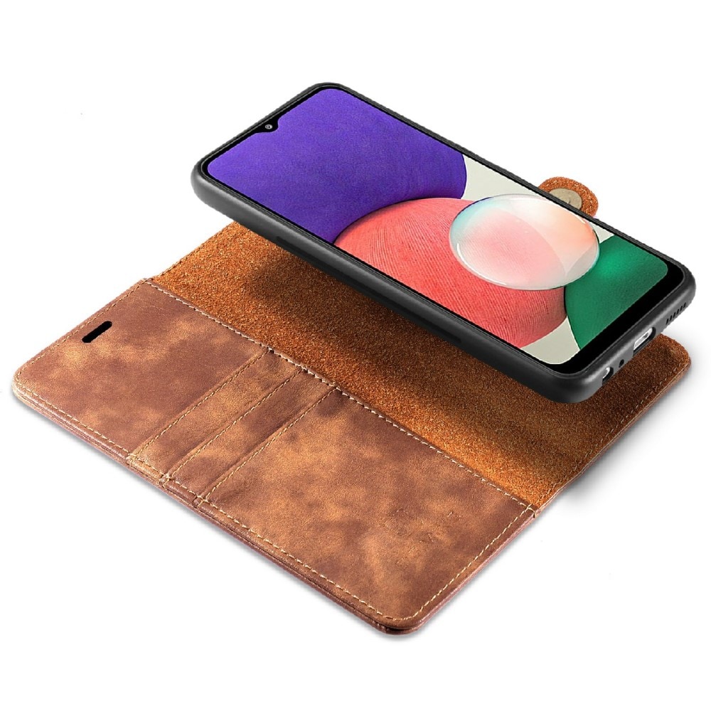Samsung Galaxy A22 5G Plånboksfodral med avtagbart skal, Cognac