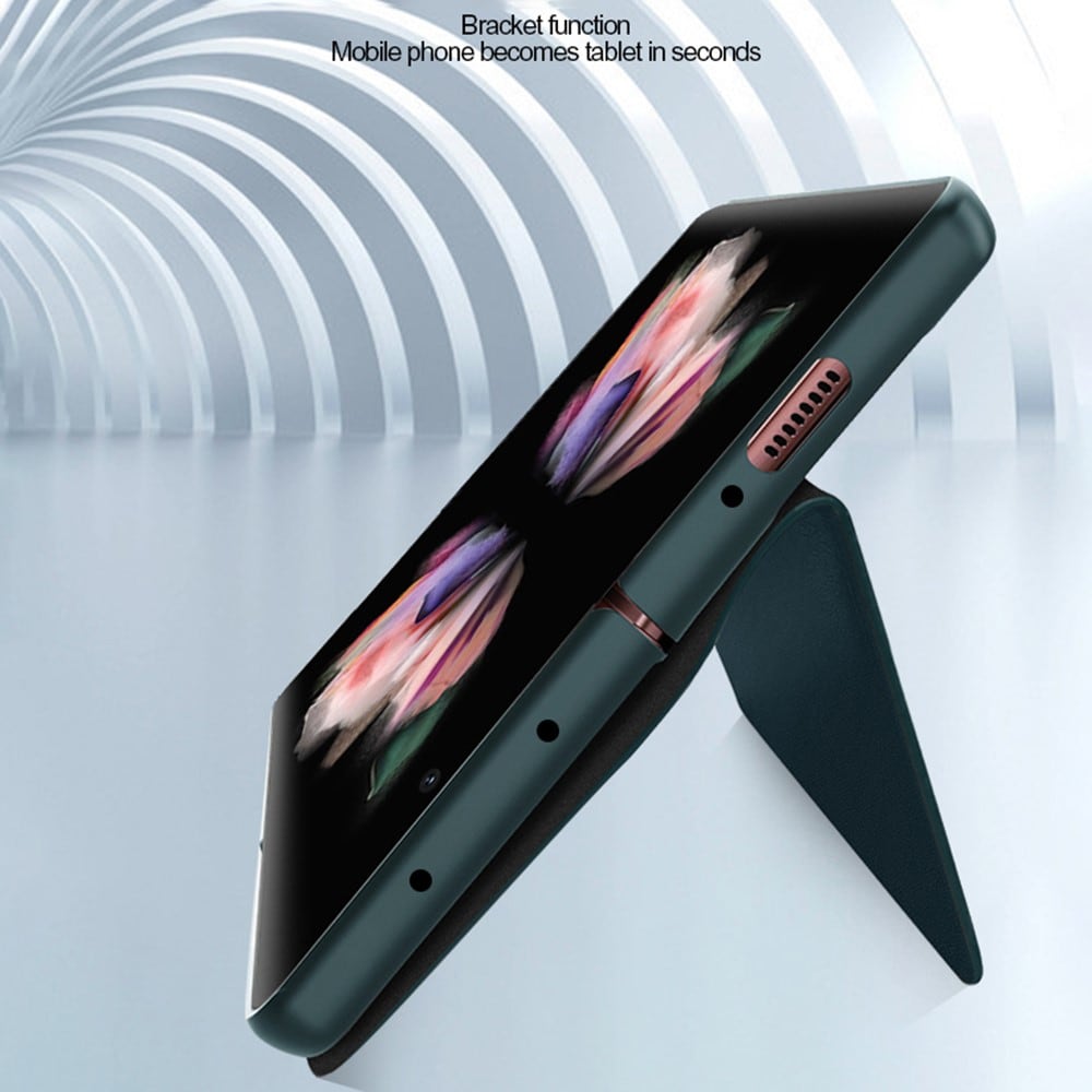 Samsung Galaxy Z Fold 3 Plånboksfodral i Äkta Läder, Svart