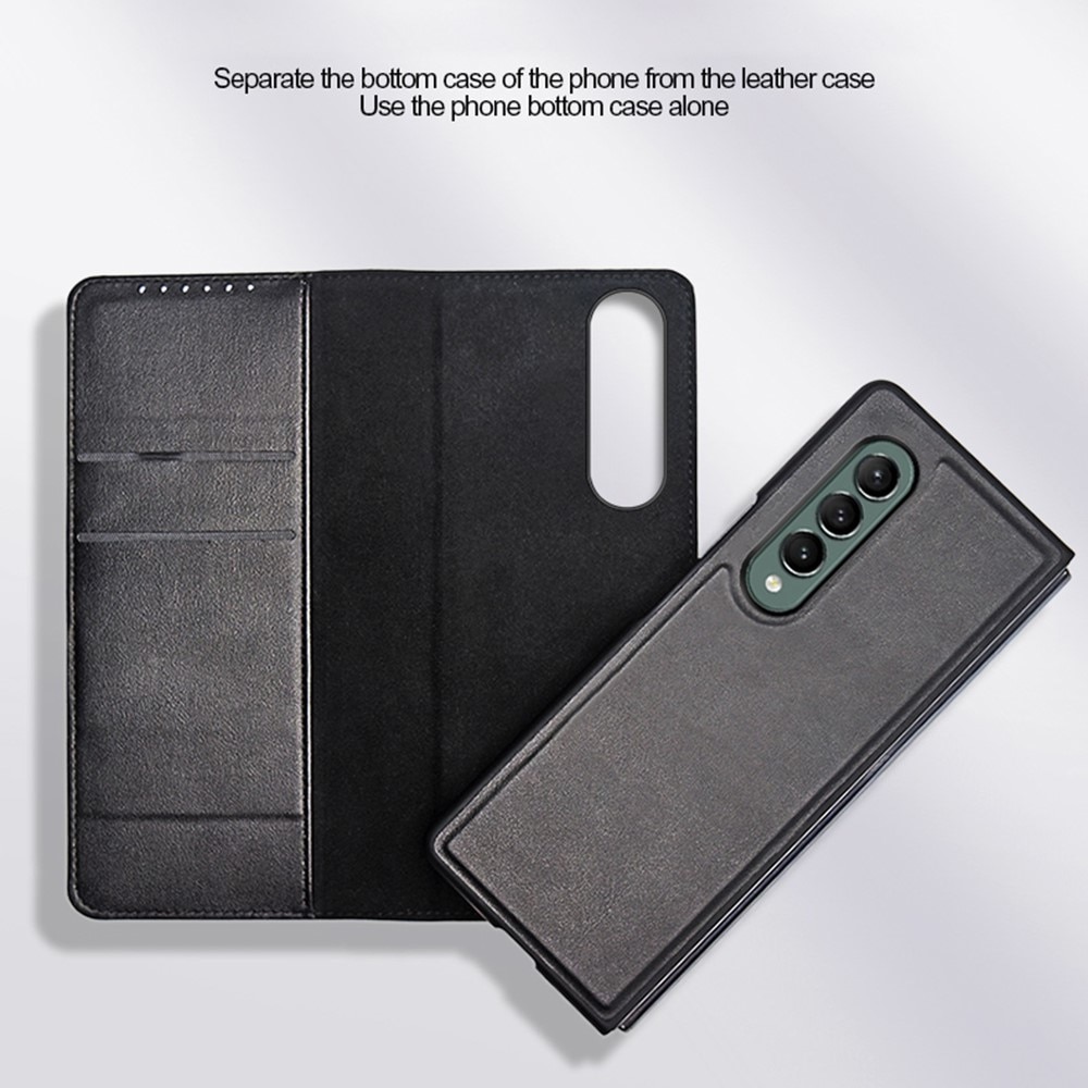 Samsung Galaxy Z Fold 3 Plånboksfodral i Äkta Läder, cognac