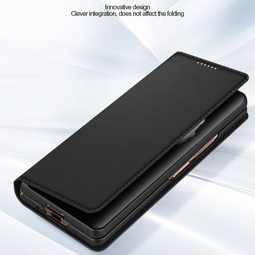 Samsung Galaxy Z Fold 3 Plånboksfodral i Äkta Läder, Svart