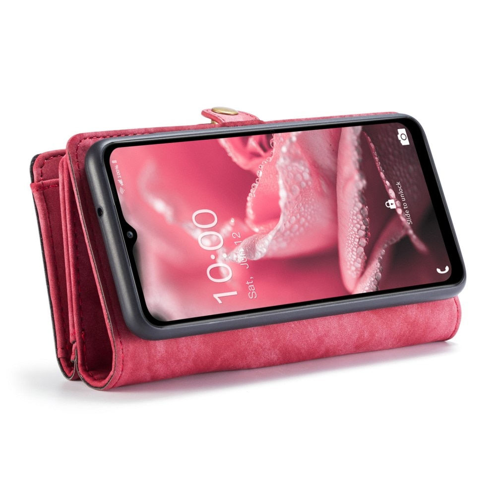 Samsung Galaxy A12 Rymligt plånboksfodral med många kortfack, röd