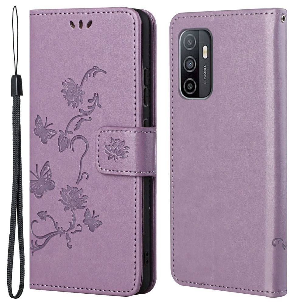 Samsung Galaxy A53 Mobilfodral med fjärilar, Lila