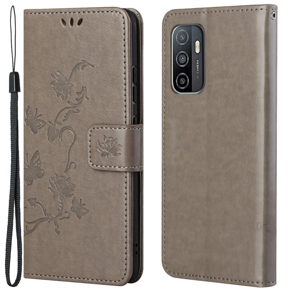 Samsung Galaxy A53 Mobilfodral med fjärilar, grå