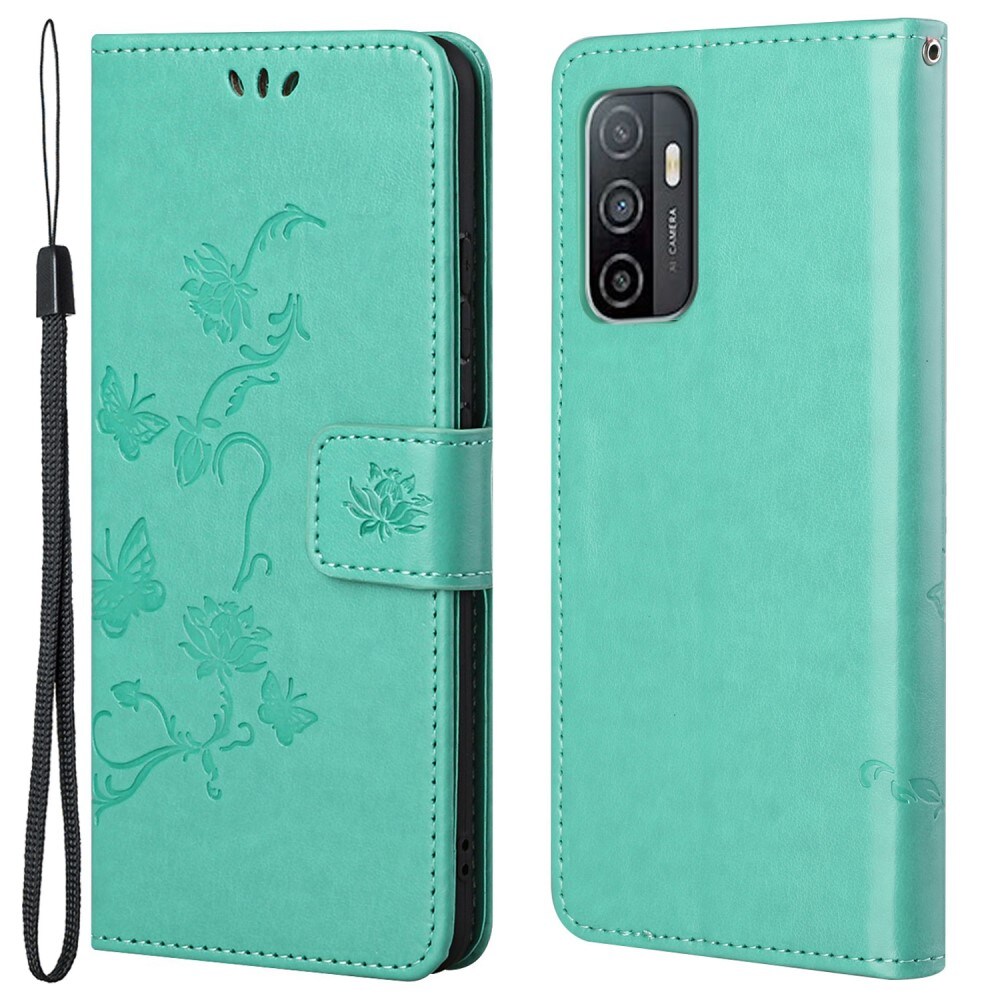 Samsung Galaxy A53 Mobilfodral med fjärilar, Grön