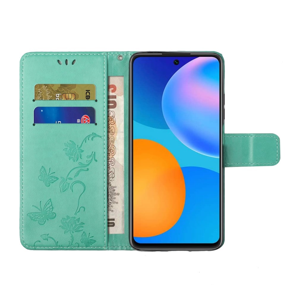Samsung Galaxy A53 Mobilfodral med fjärilar, Grön