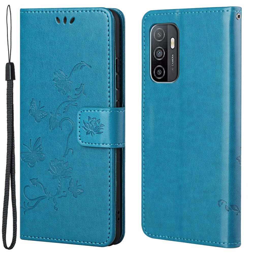 Samsung Galaxy A33 Mobilfodral med fjärilar, Blå