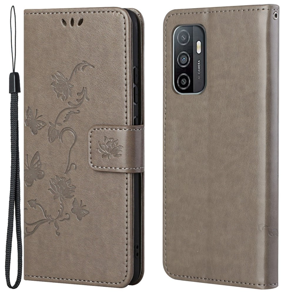 Samsung Galaxy A33 Mobilfodral med fjärilar, Grå