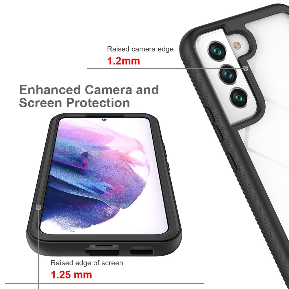 Samsung Galaxy S22 Stöttåligt mobilskal med skyddsram, Svart