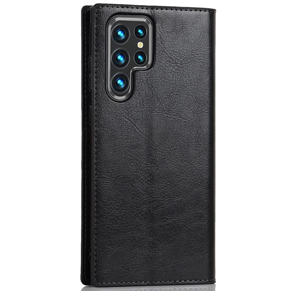 Samsung Galaxy S22 Ultra Smidigt mobilfodral i äkta läder, svart