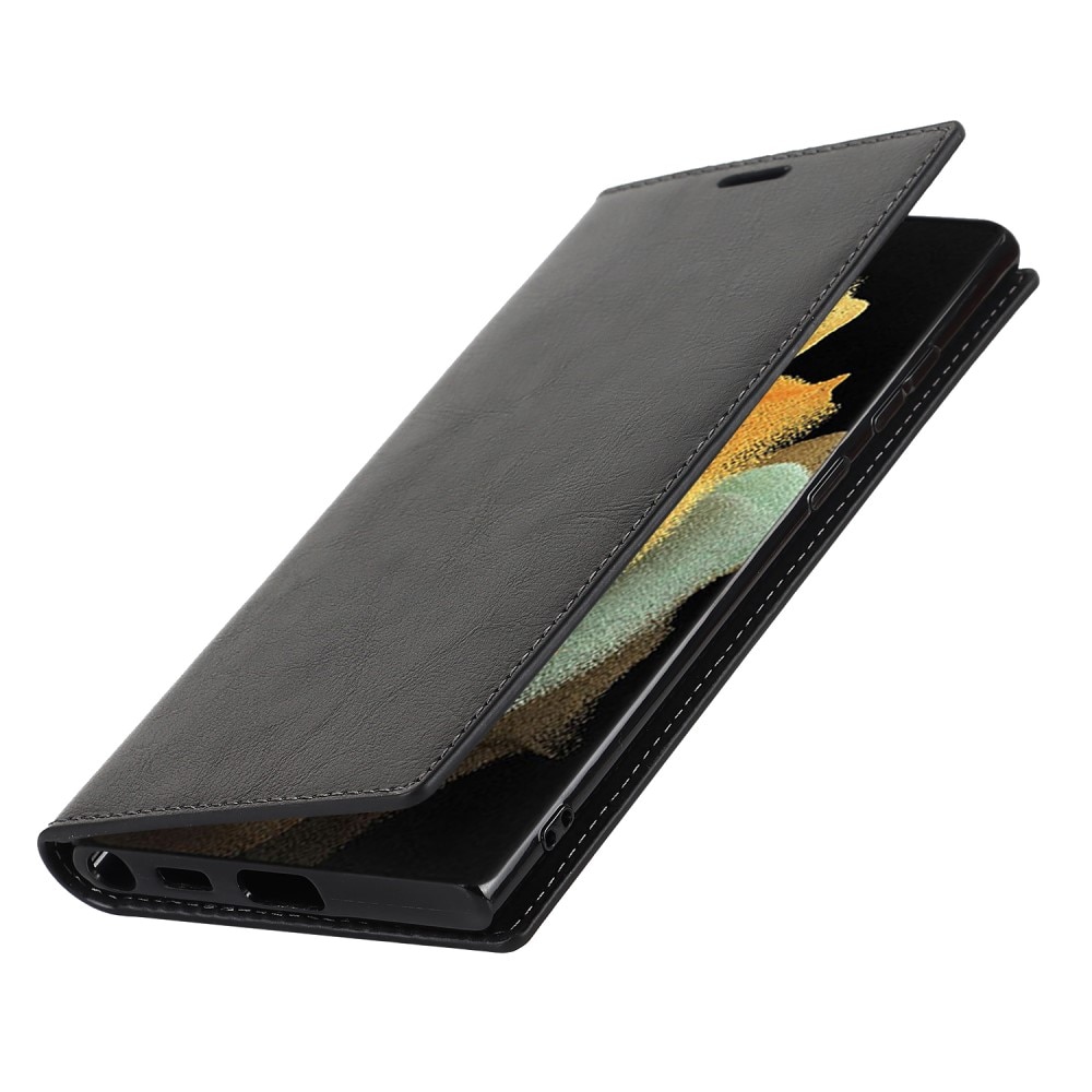 Samsung Galaxy S22 Ultra Smidigt mobilfodral i äkta läder, svart