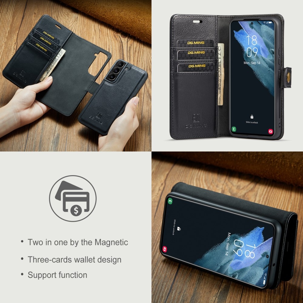 Samsung Galaxy S22 Plus Plånboksfodral med avtagbart skal, svart