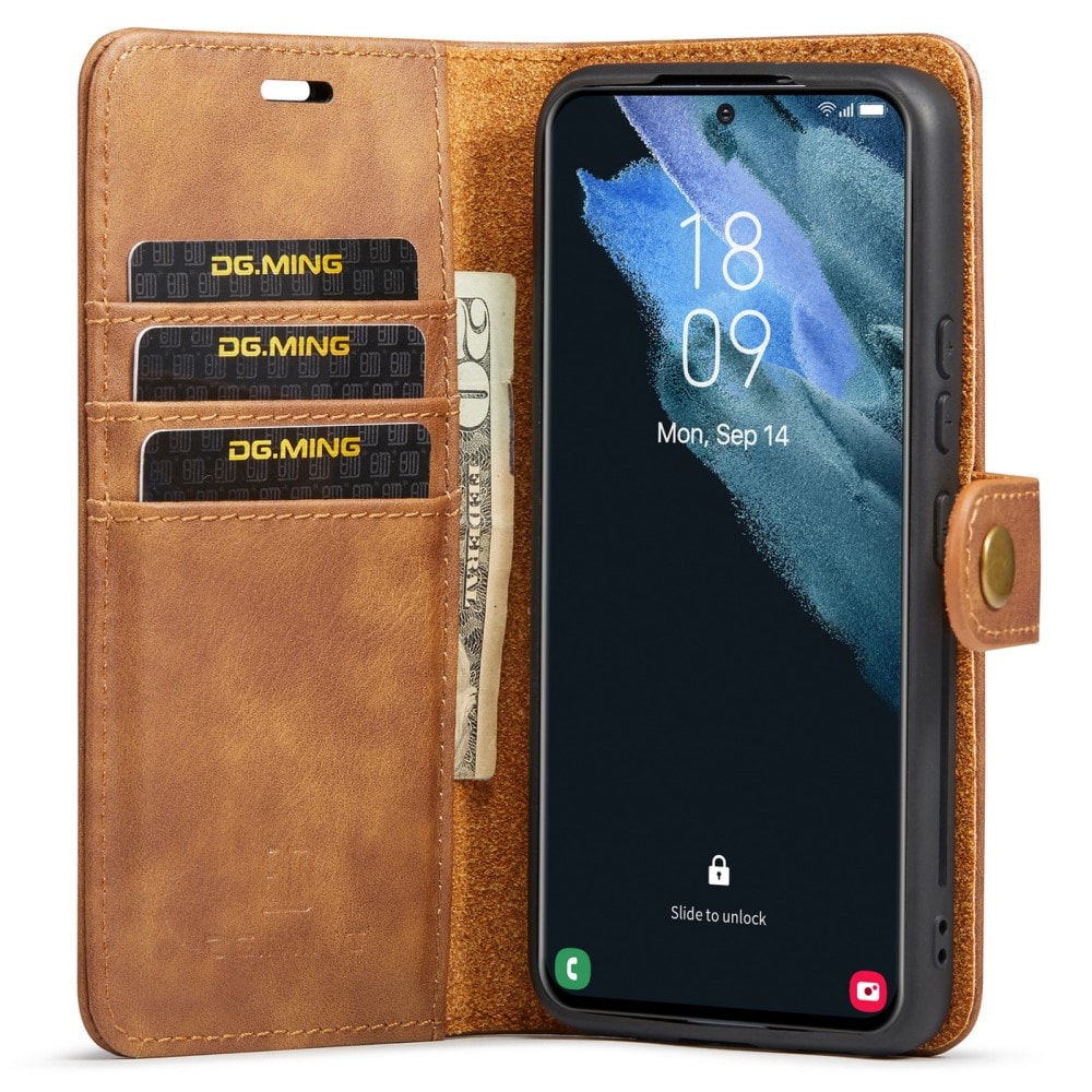 Samsung Galaxy S22 Plus Plånboksfodral med avtagbart skal, Cognac