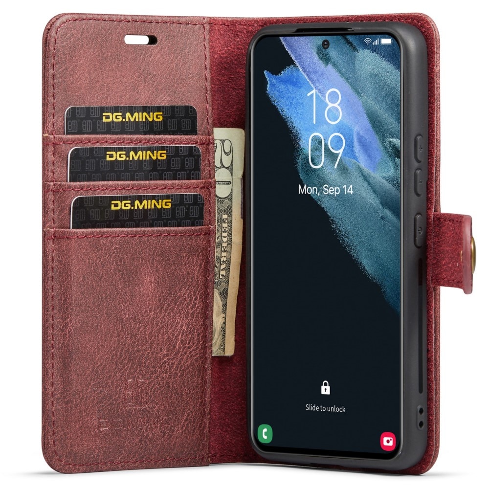 Samsung Galaxy S22 Plånboksfodral med avtagbart skal, röd
