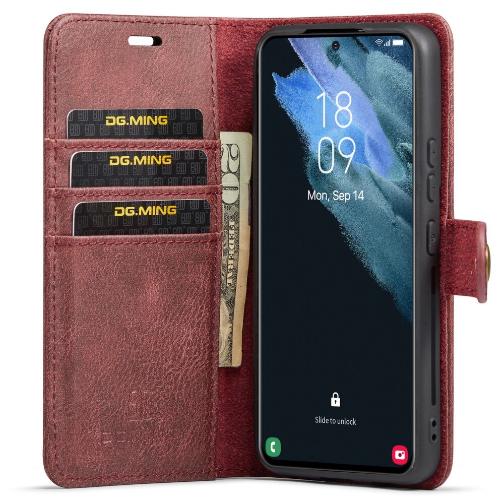Samsung Galaxy S22 Plånboksfodral med avtagbart skal, Röd