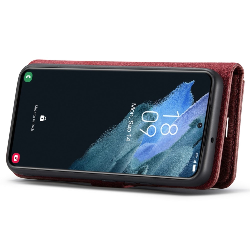 Samsung Galaxy S22 Plånboksfodral med avtagbart skal, Röd