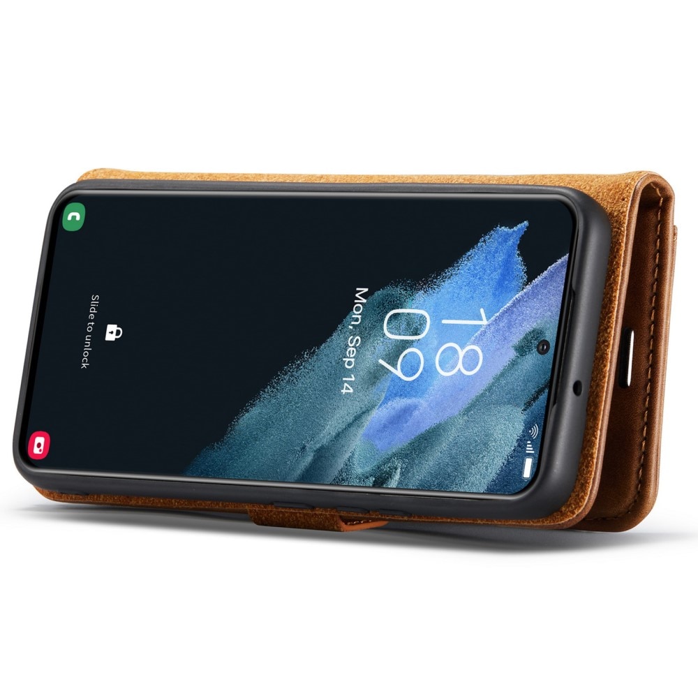 Samsung Galaxy S22 Plånboksfodral med avtagbart skal, cognac